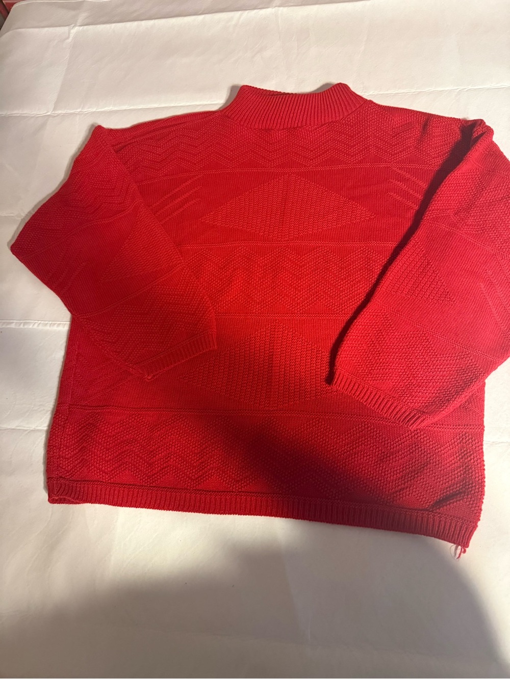 Red Men's Knit Sweater - Classic Mock Neck